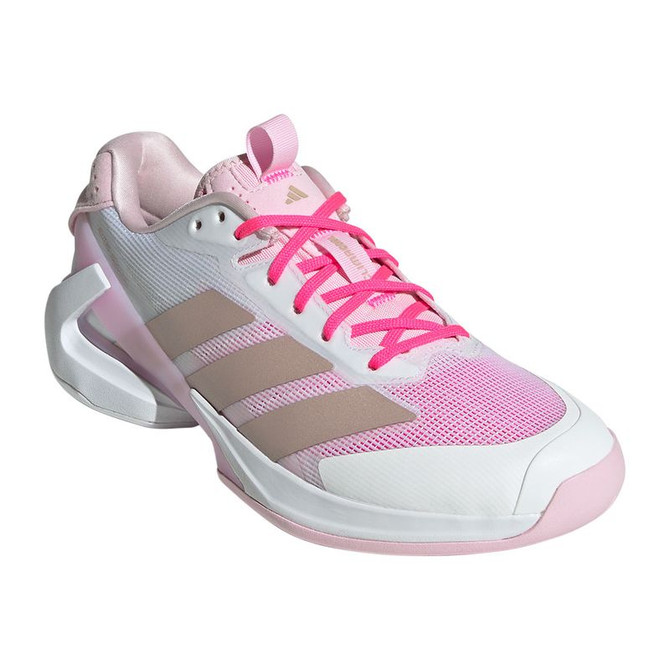 adidas Adizero Ubersonic 5 Womens Tennis Shoe - White/Ash Peacoat/Lucid Pink - 4