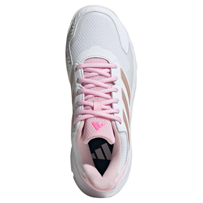 adidas CourtJam Control 3 Womens Tennis Shoe - White/Silver Metallic/Lucid Pink - 6