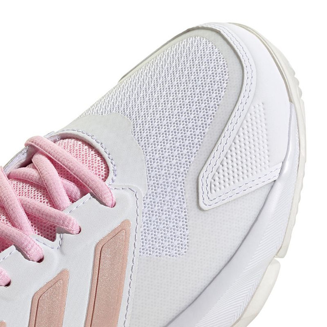 adidas CourtJam Control 3 Womens Tennis Shoe - White/Silver Metallic/Lucid Pink - 8