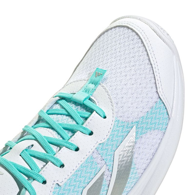 adidas Avaflash Womens Tennis Shoe - White/Silver Metallic/Aqua - 6