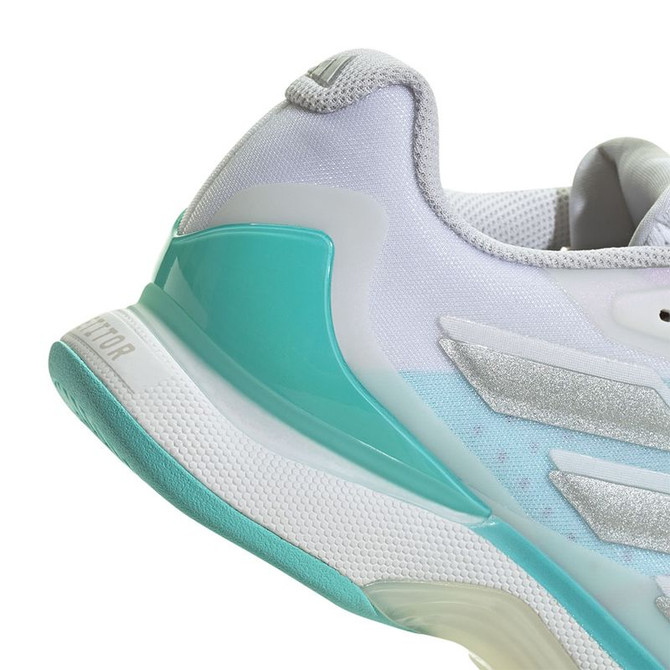 adidas Avacourt 2 Womens Tennis Shoe - White/Silver Metallic/Aqua - 7