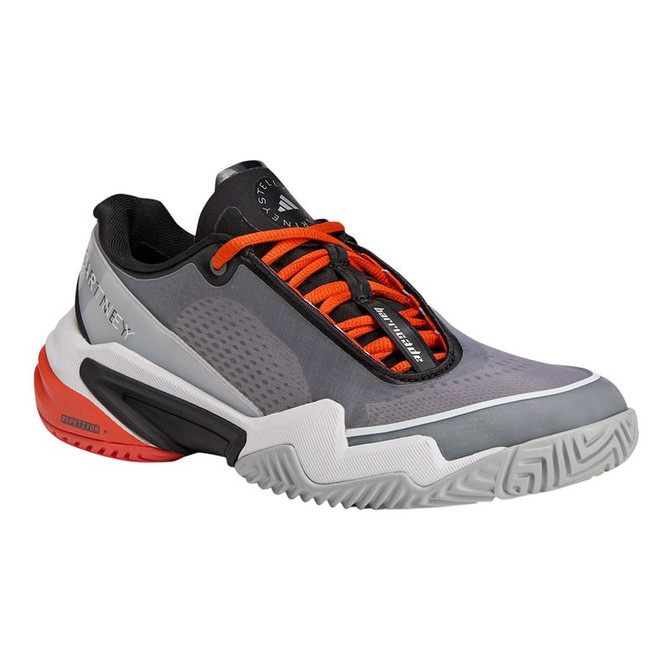 adidas Stella McCartney Barricade Womens Tennis Shoe - White/Charcoal/Collegiate Orange - 4