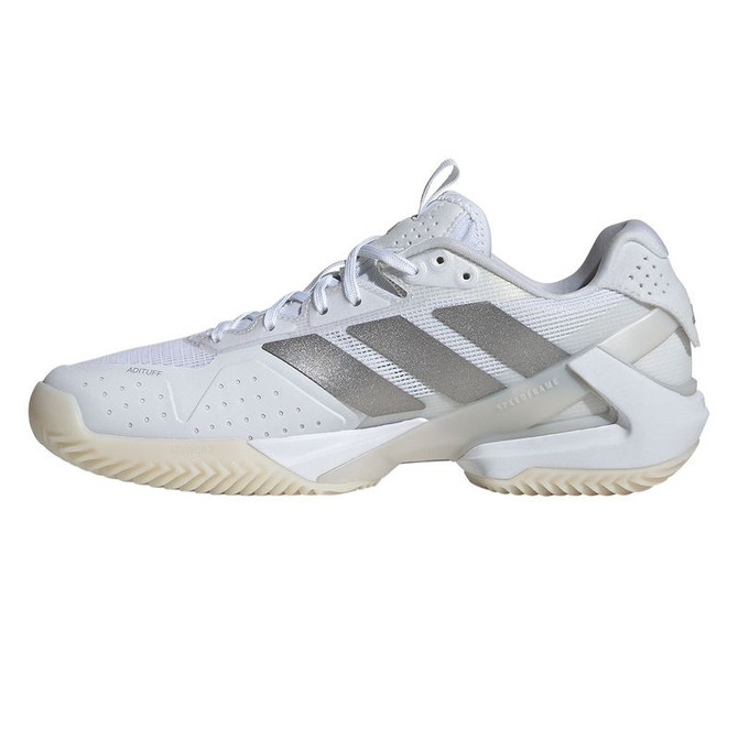 adidas Adizero Ubersonic 5 Womens Clay Tennis Shoe - White/Silver Metallic/White - 3