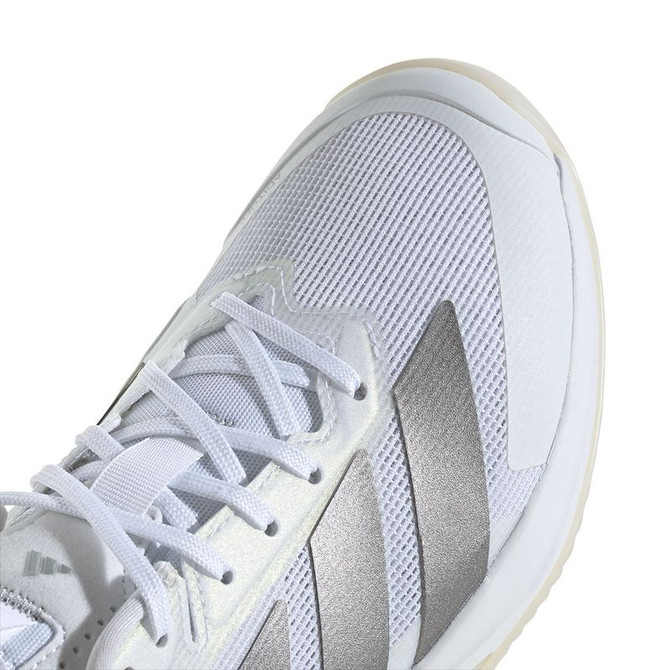 adidas Adizero Ubersonic 5 Womens Clay Tennis Shoe - White/Silver Metallic/White - 8