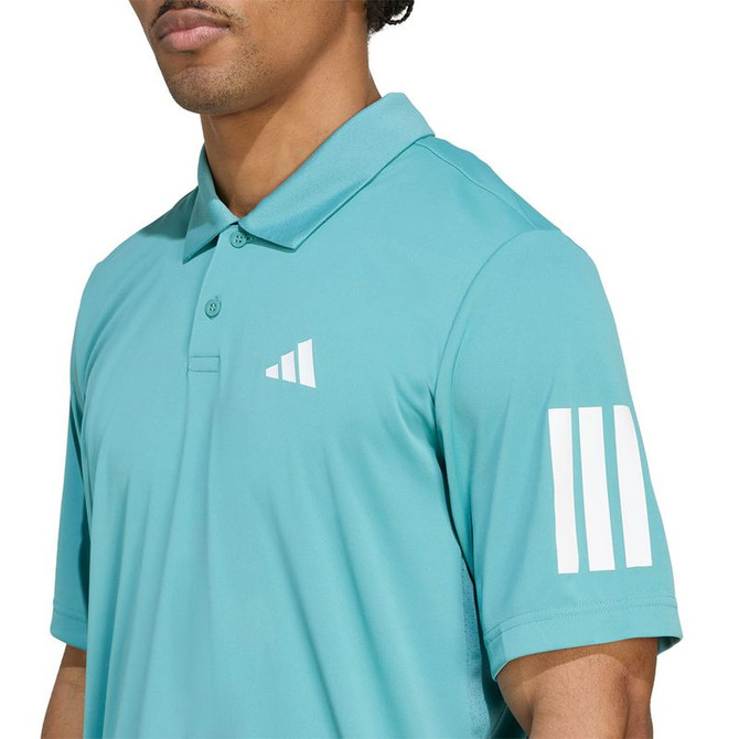 adidas Club 3 Stripe Polo - Powder Teal - 4