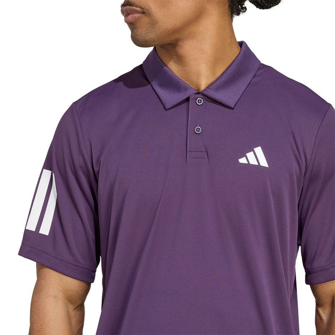 adidas Club 3 Stripe Polo - Aurora Plum - 4