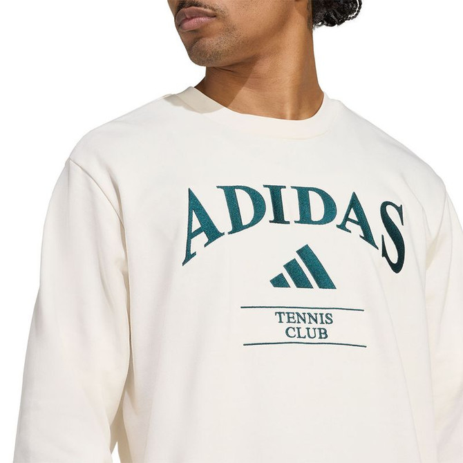 adidas Heritage Mens Tennis Crew Long Sleeve - White/Aurora Ivy - 4