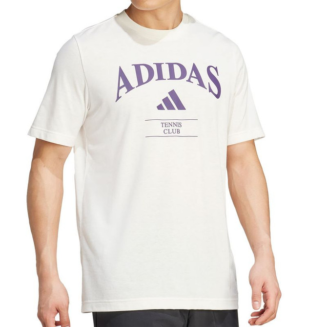 adidas Heritage Tennis Tee Shirt - White/Aurora Plum - 3