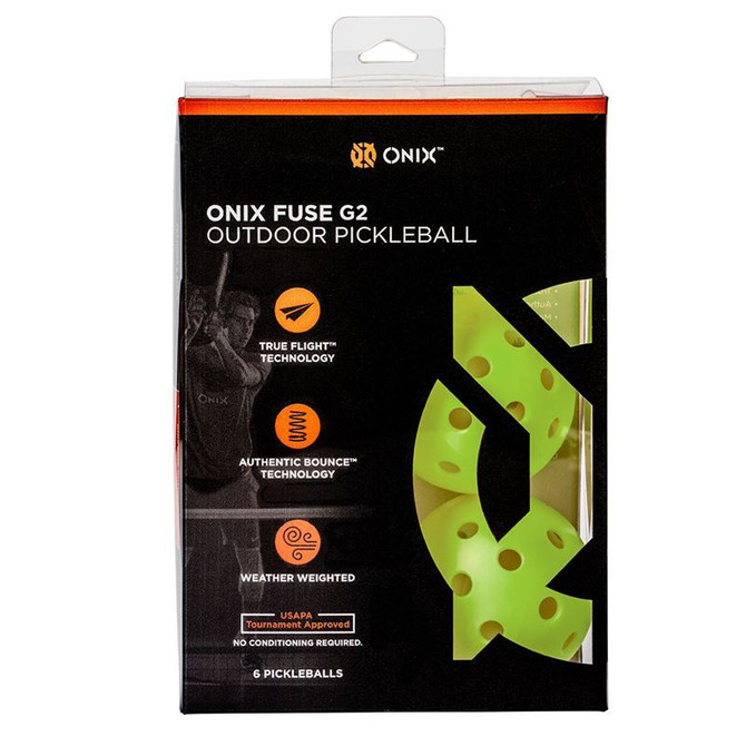 Onix Fuse G2 Outdoor Pickleball 6 Pack - Neon Yellow