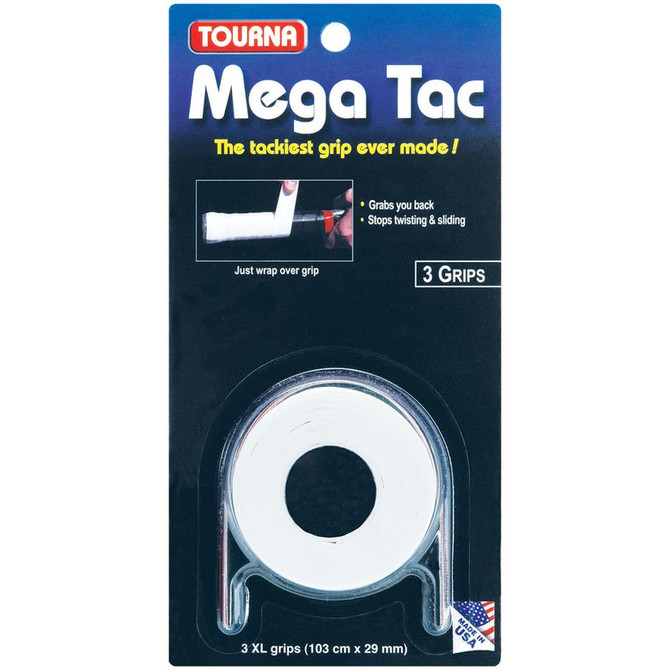 Tourna Mega Tac White Overgrip (3pk)