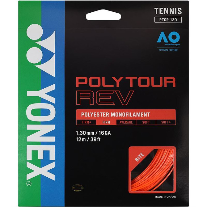 Yonex Poly Tour Rev 130 16G Bright Orange Tennis String