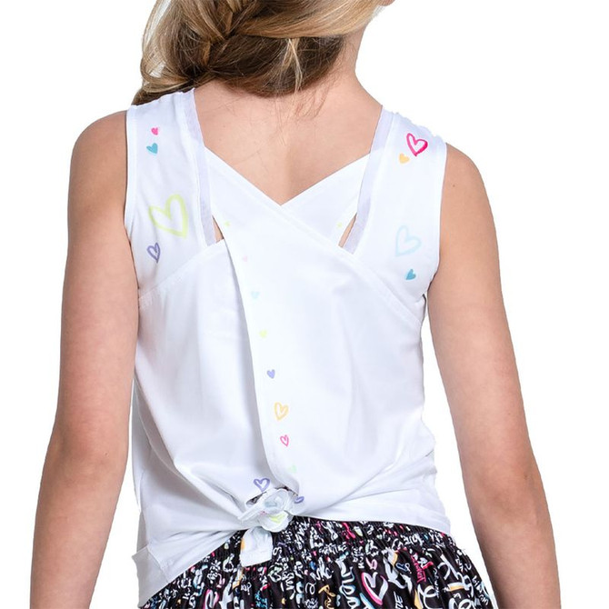 Lucky in Love Novelty Love Letter Girls Tank Top - White - 2