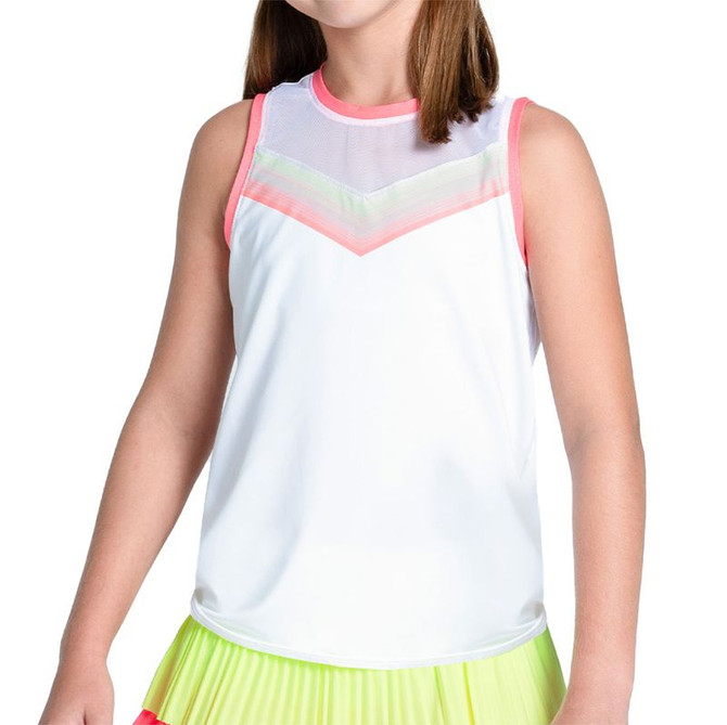 Lucky in Love Sunset Spin Girls Tie Back Tank Top - Flamingo