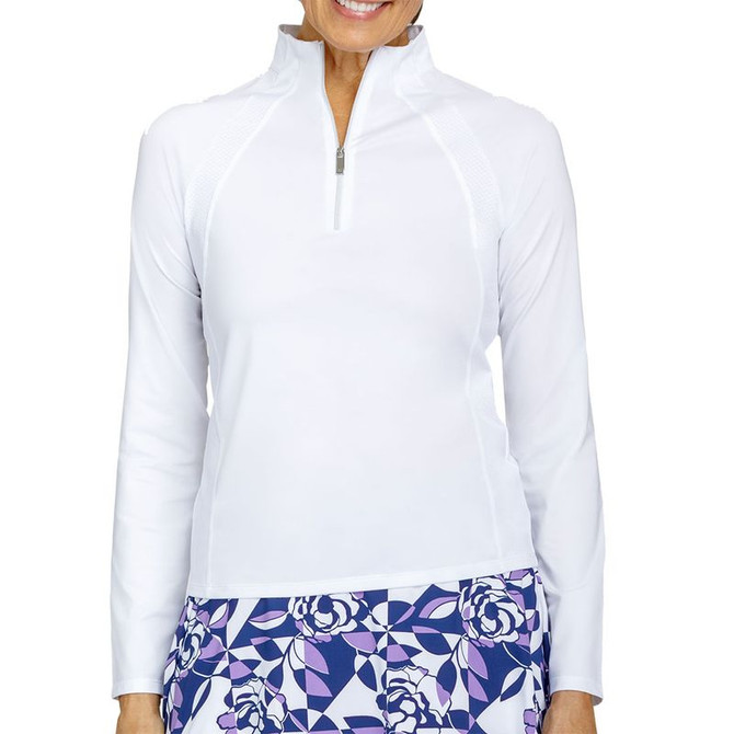 Tail Essentials Imelda 3/4 Zip Long Sleeve Top - Chalk