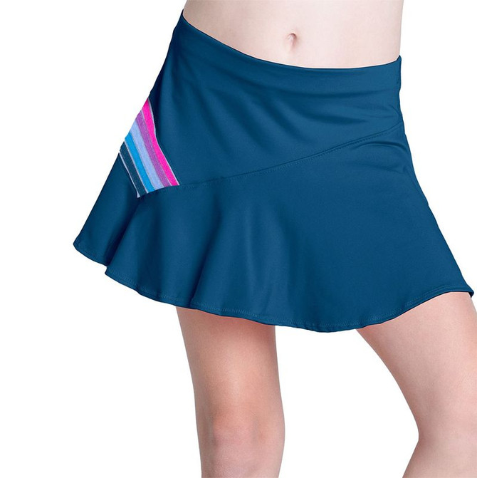 Lucky in Love Retro Girls Chroma Stripe Skirt - Navy