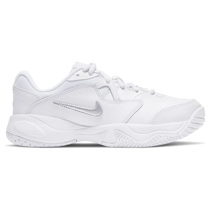 Nike Court Lite 2 Junior Tennis Shoe - White/Silver