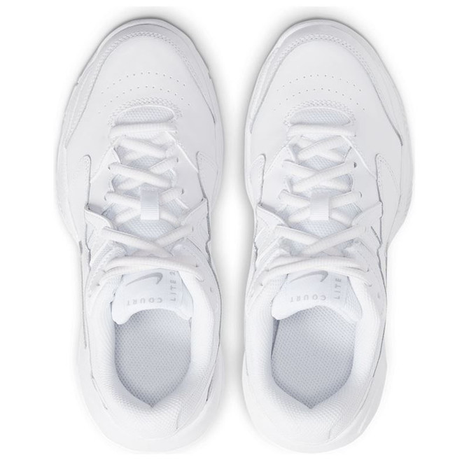 Nike Court Lite 2 Junior Tennis Shoe - White/Silver - 6