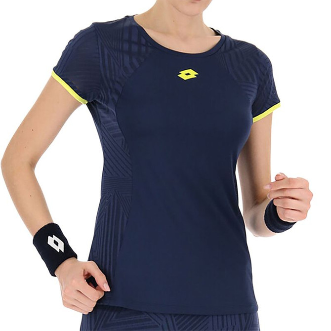 Lotto Superrapida V Tee Shirt - Dark Denim/Acid Yellow