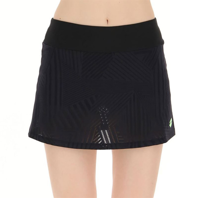 Lotto Superrapida V Skirt - All Black/Apple Green Neon