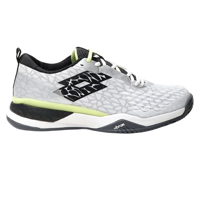 Lotto Raptor Hyperpulse 100 Speed Mens Tennis Shoe - All White/All Black/Sharp Green
