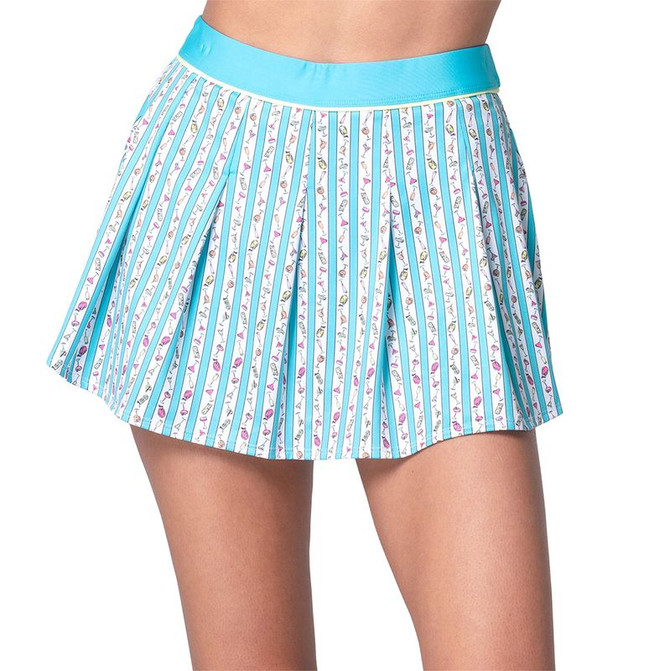 Lucky in Love Novelty Mini Bar Pleated Skirt - Multi