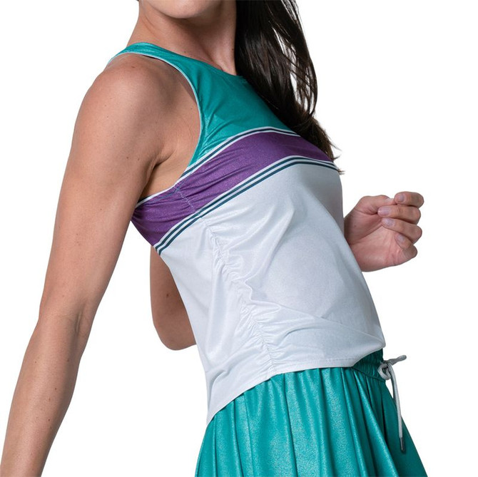 Lucky in Love Shimmer Chroma Stripe Tank Top - White - 2