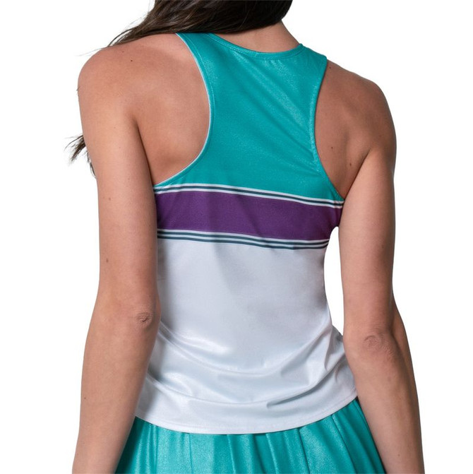 Lucky in Love Shimmer Chroma Stripe Tank Top - White - 3