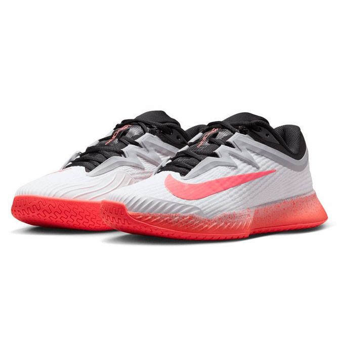 Nike Zoom Vapor Pro 3 Premium Womens Tennis Shoe - White/Hot Lava/Wolf Grey - 4
