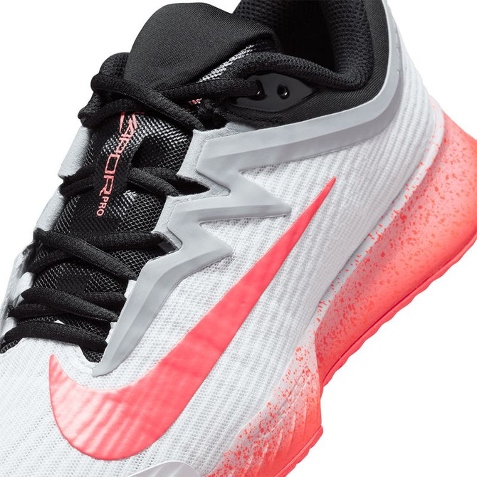 Nike Zoom Vapor Pro 3 Premium Womens Tennis Shoe - White/Hot Lava/Wolf Grey - 8