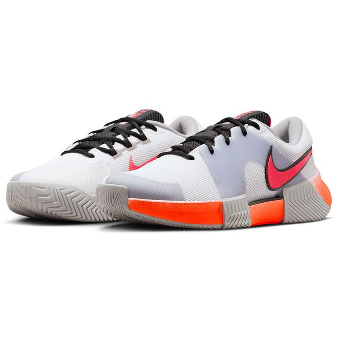 Nike Zoom GP Challenge 1 Premium Mens Tennis Shoe - White/Hot Lava/Wolf Grey - 4