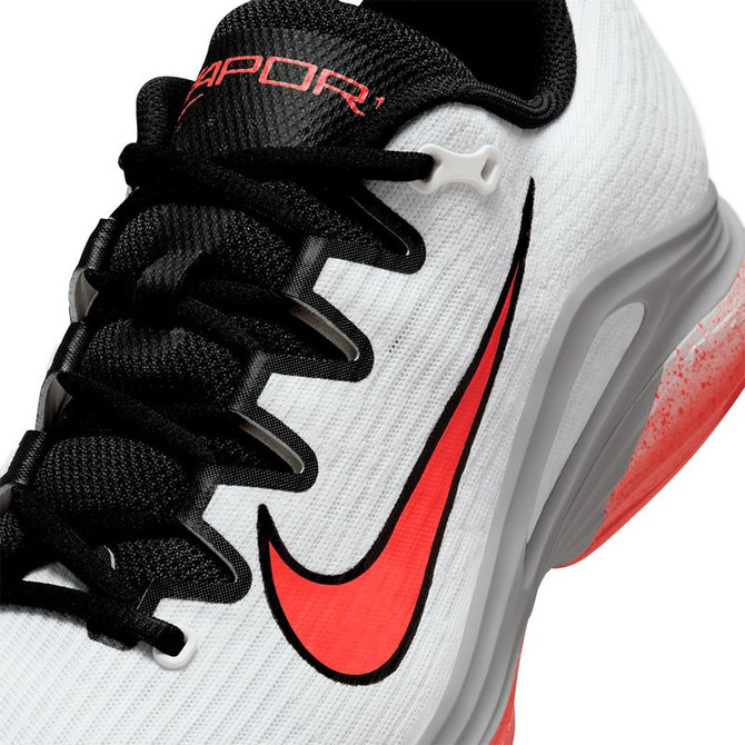 Nike Zoom Vapor 12 Premium Mens Tennis Shoe - White/Hot Lava/Wolf Grey - 8