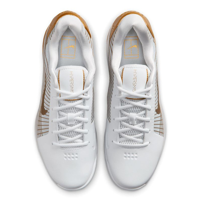 Nike Zoom Vapor 12 Hypersmash Mens Tennis Shoe - White/Metallic Gold/Pure Platinum - 6