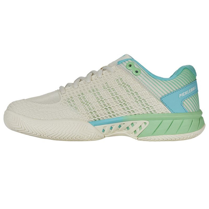 K Swiss Express Light WIDE (D) Womens Pickleball Shoe - Egret/Green - 3