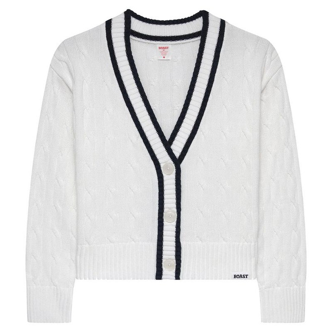 Boast Cardigan - White/Vintage Navy