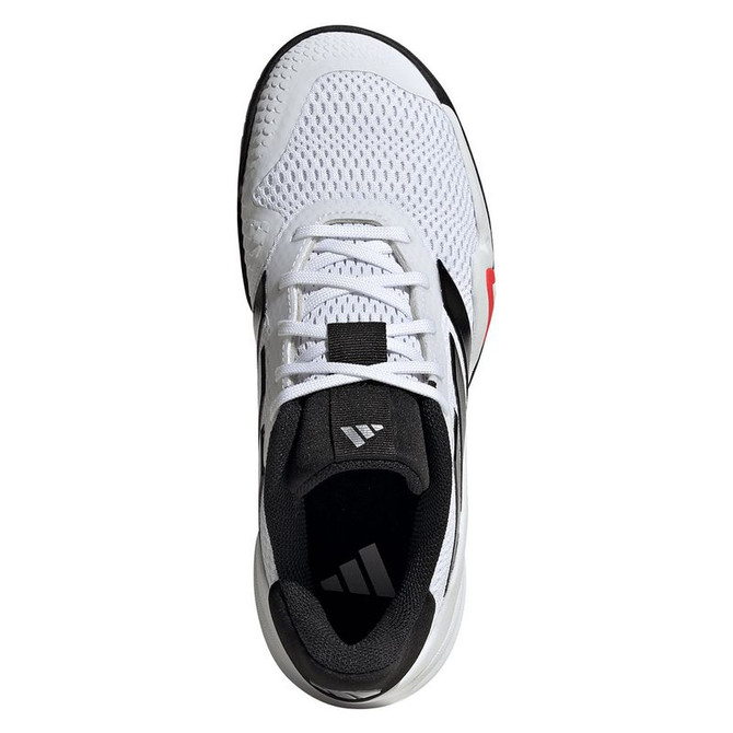 adidas Barricade K Junior Tennis Shoe - White/Core Black/Lucid Red - 6