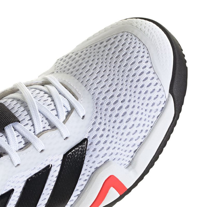adidas Barricade K Junior Tennis Shoe - White/Core Black/Lucid Red - 8