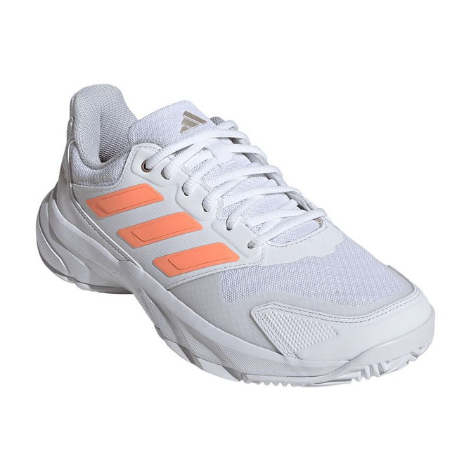 adidas CourtJam Control 3 Womens Tennis Shoe - White/Beam Orange/Crystal White - 4