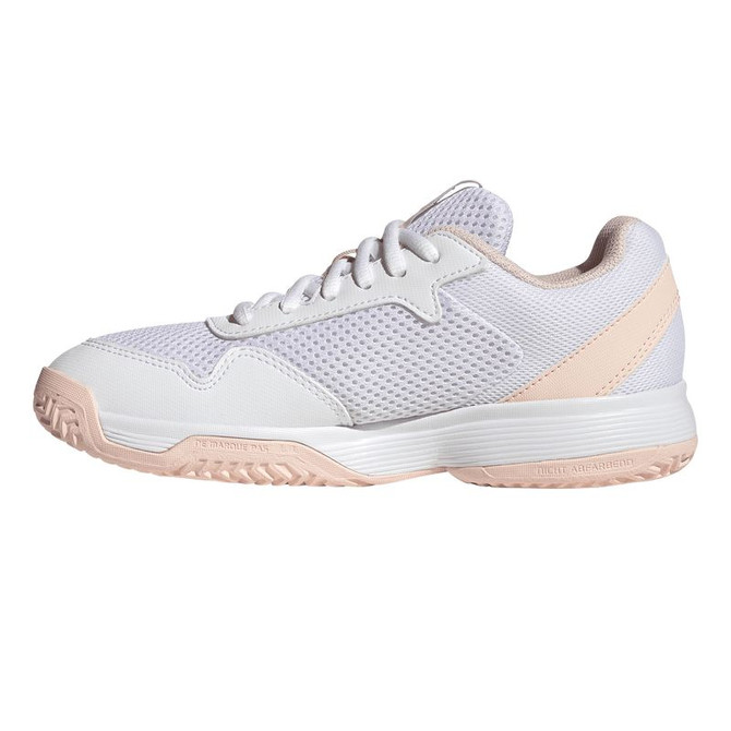 adidas Courtflash Junior Tennis Shoe - White/Wonder Quartz/White - Final Sale - 3