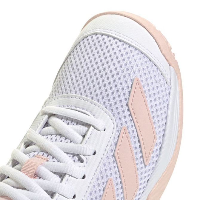 adidas Courtflash Junior Tennis Shoe - White/Wonder Quartz/White - Final Sale - 7