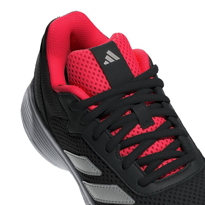 adidas Courtflash Junior Tennis Shoe - White/Silver Metallic/Core Black - 7