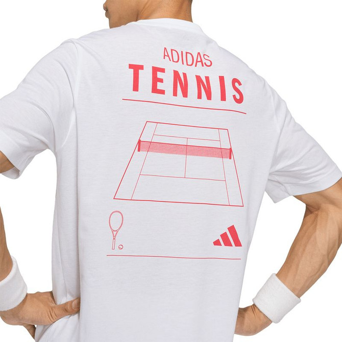 adidas Tennis Graphic Tee Shirt - White/Pure Ruby - 4
