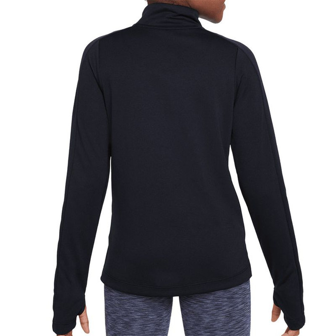 Nike Girls Dri Fit 1/4 Zip Long Sleeve - Black/White - 2