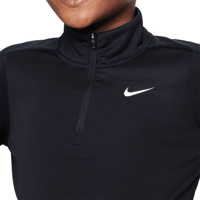 Nike Girls Dri Fit 1/4 Zip Long Sleeve - Black/White - 3