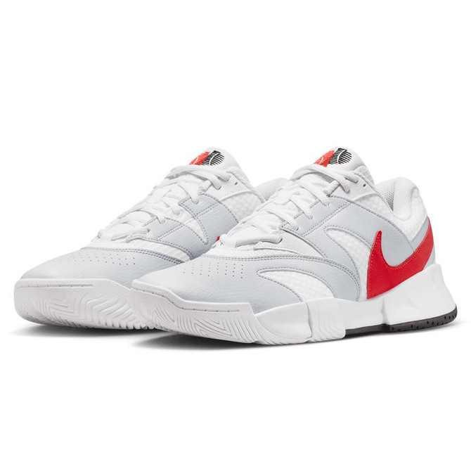 Nike Court Lite 4 Mens Tennis Shoe - White/Light Crimson/Pure Platinum - 4