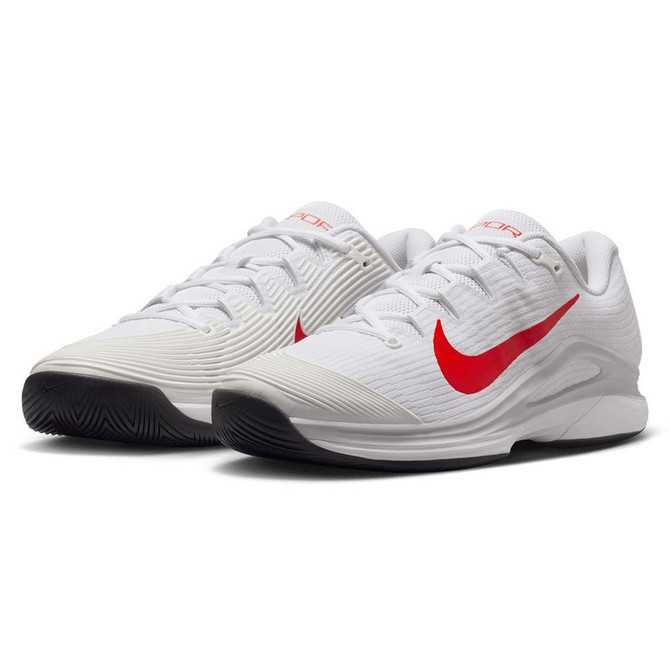 Nike Zoom Vapor 12 Mens Tennis Shoe - White/Light Crimson/Pure Platinum - 4