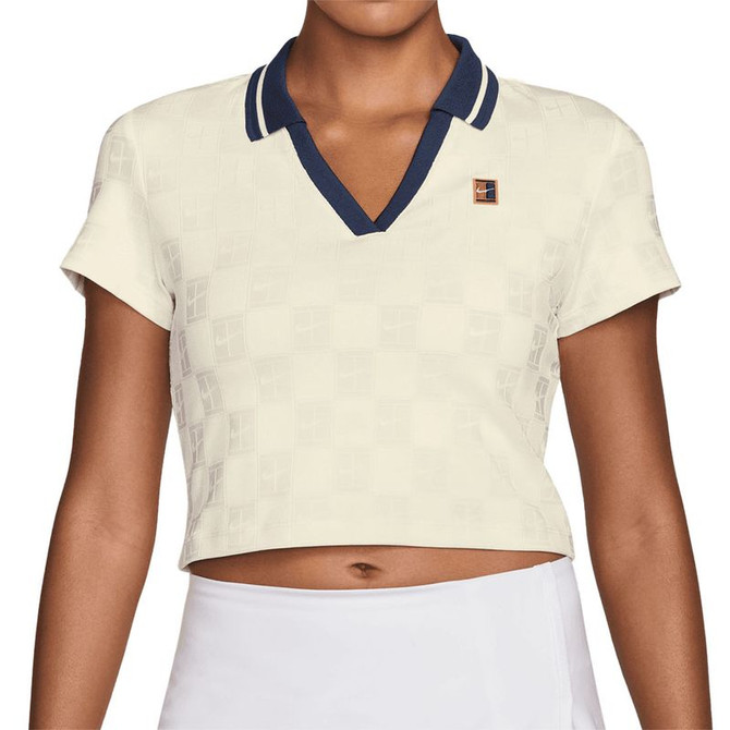 Nike Court Collection Crop Polo - Sail/Midnight Navy