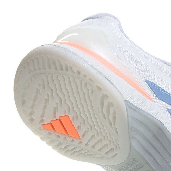adidas Avacourt 3 Womens Tennis Shoe - White/Halo Blue/Beam Orange - Final Sale - 7