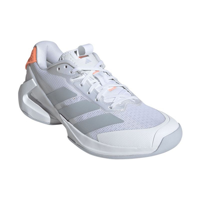 adidas Adizero Ubersonic 5 Womens Tennis Shoe - White/Halo Blue/Beam Orange - 4
