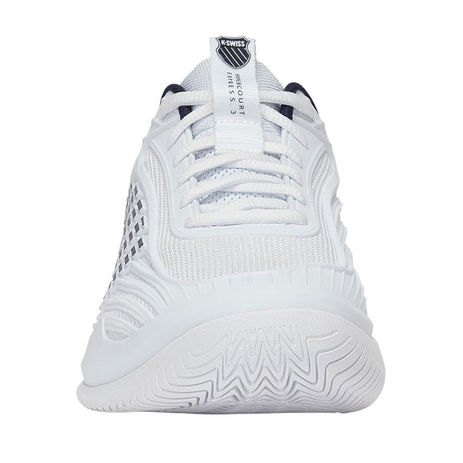 K Swiss Hypercourt Express 3 Wide (2E) Mens Tennis Shoe - White/Peacoat/Silver - 5