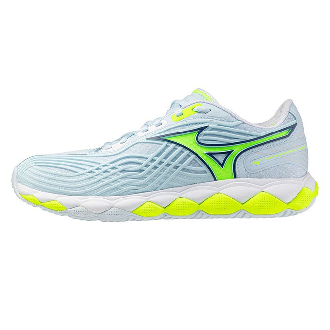 Mizuno Wave Enforce Tour 2 Womens Tennis Shoe - Ice Water/Lightning Yellow - 6